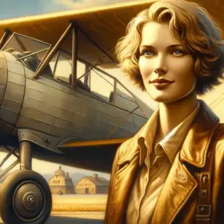 A painting of Amelia Earhart