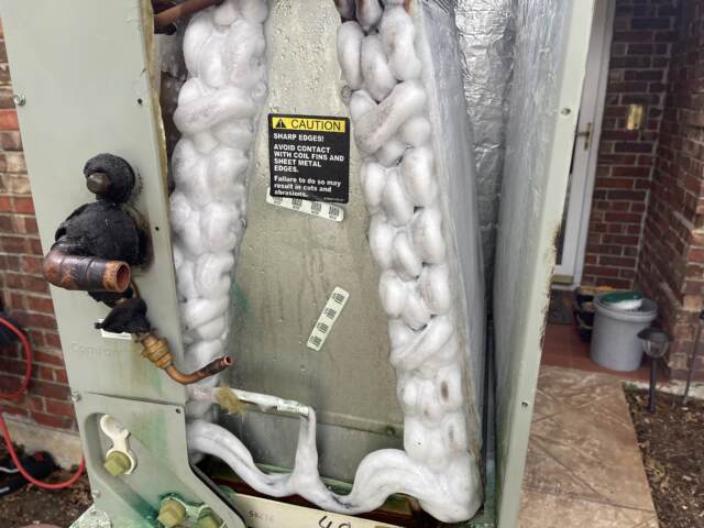 Frozen Leaking Evaporator Coil