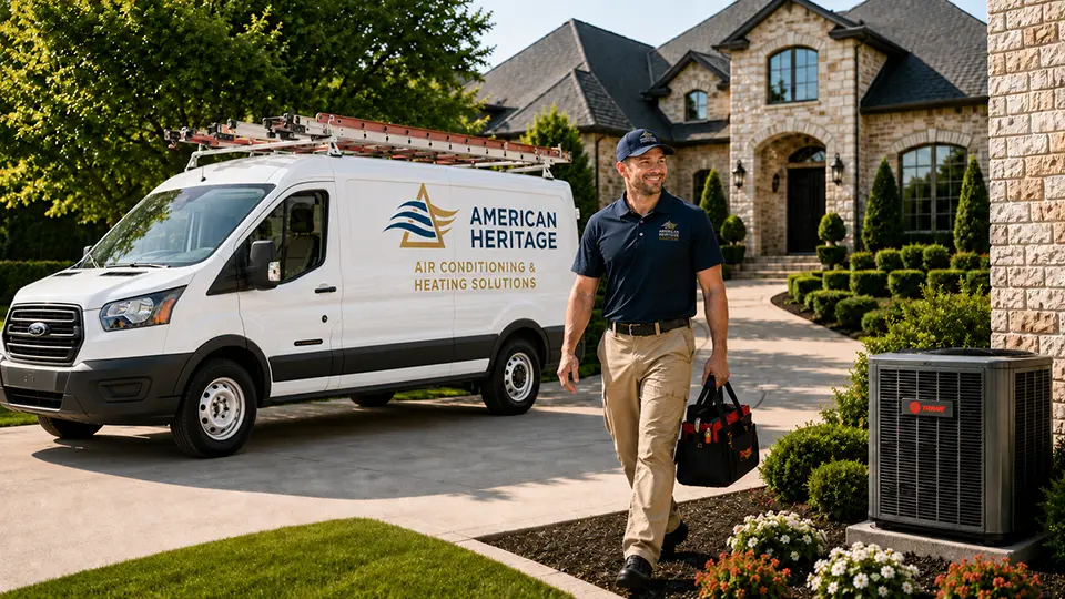 An American Heritage Air technician on a service call